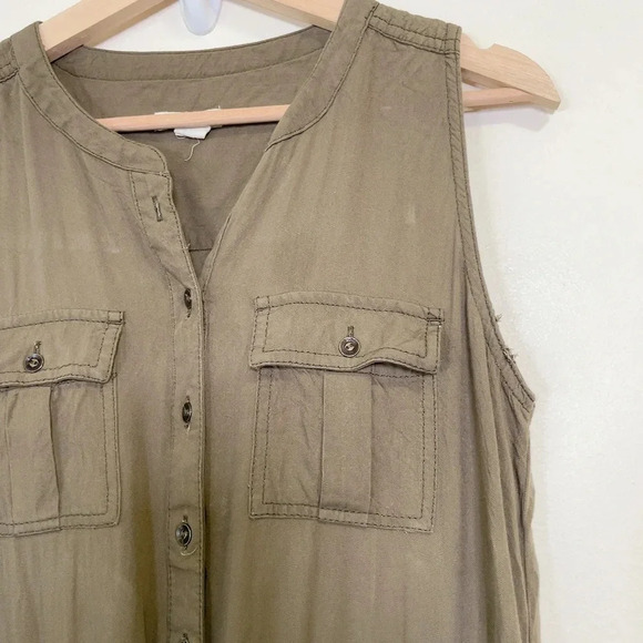 Caslon Sleeveless Green Army Waist Drawstring Jumpsuit - Picture 11 of 11